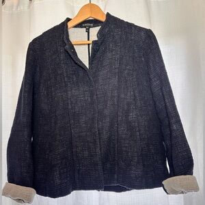 Eileen Fisher Navy and Cream Textured Jacket
